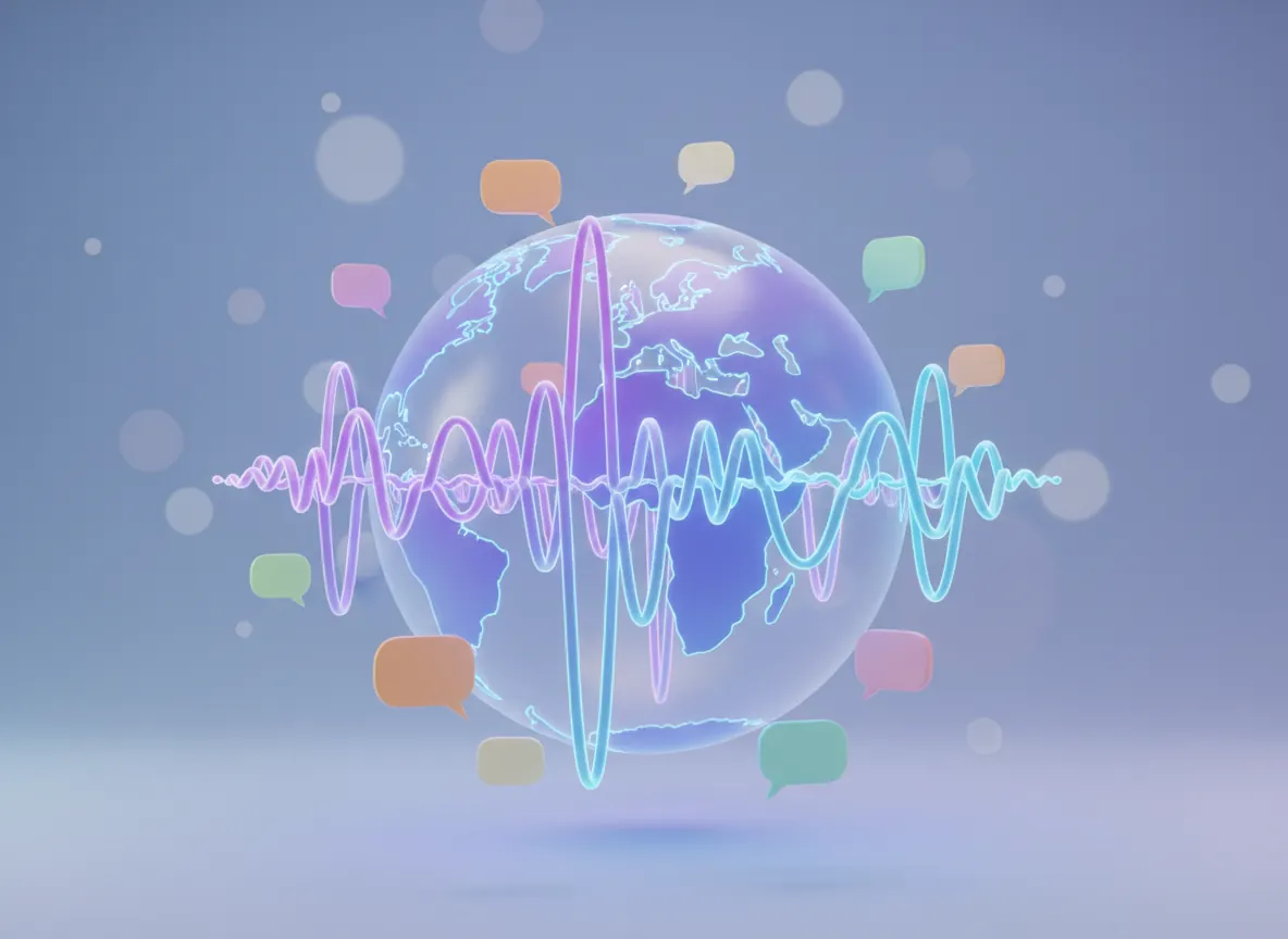 Globe of sound waves representing multilingual text to speech - Echo AI Voice Generator