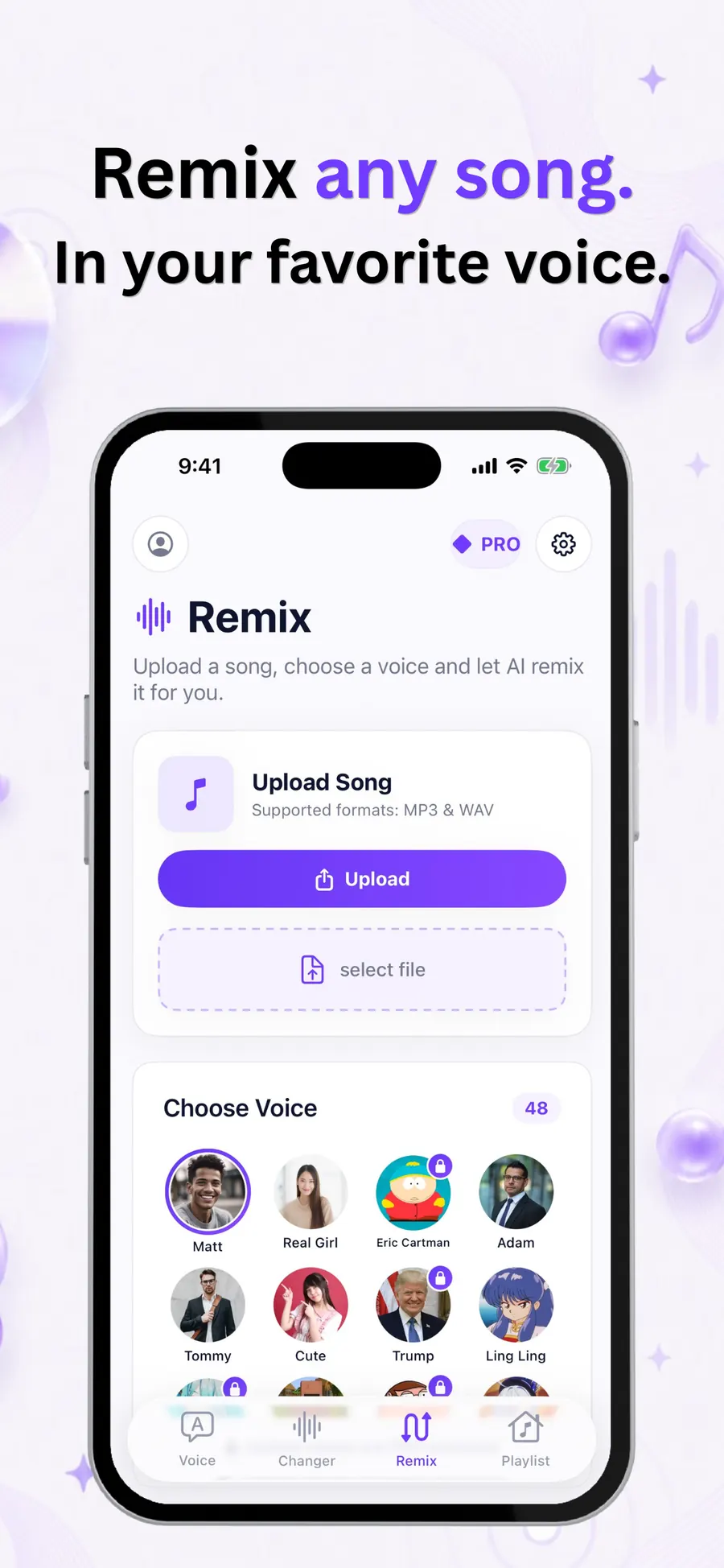 AI Voice Generator app remix and song covers on iPhone